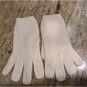 Vintage Size M Beige Cotton? Knit Crochet Stretch 8" Gloves